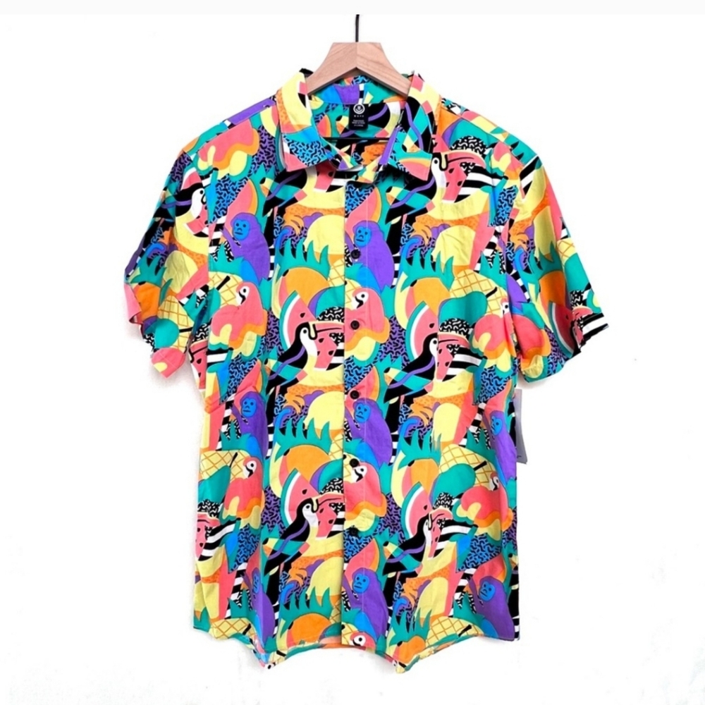 Neff unique colorful Tropical Jungle Animal Print button down shirt